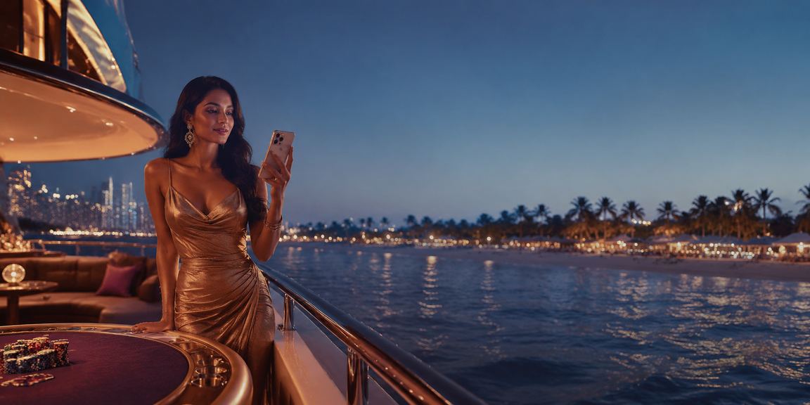 Player enjoying mobile slots gaming at a beach in Goa